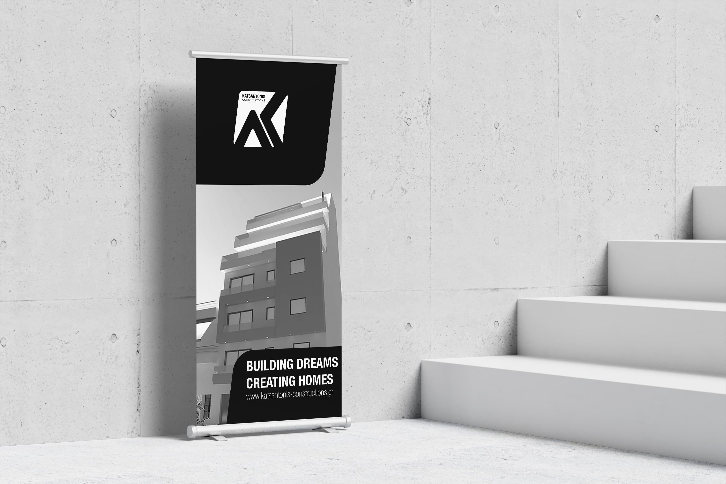 Katsantonis Constructions corporate identity applied to professional signage
