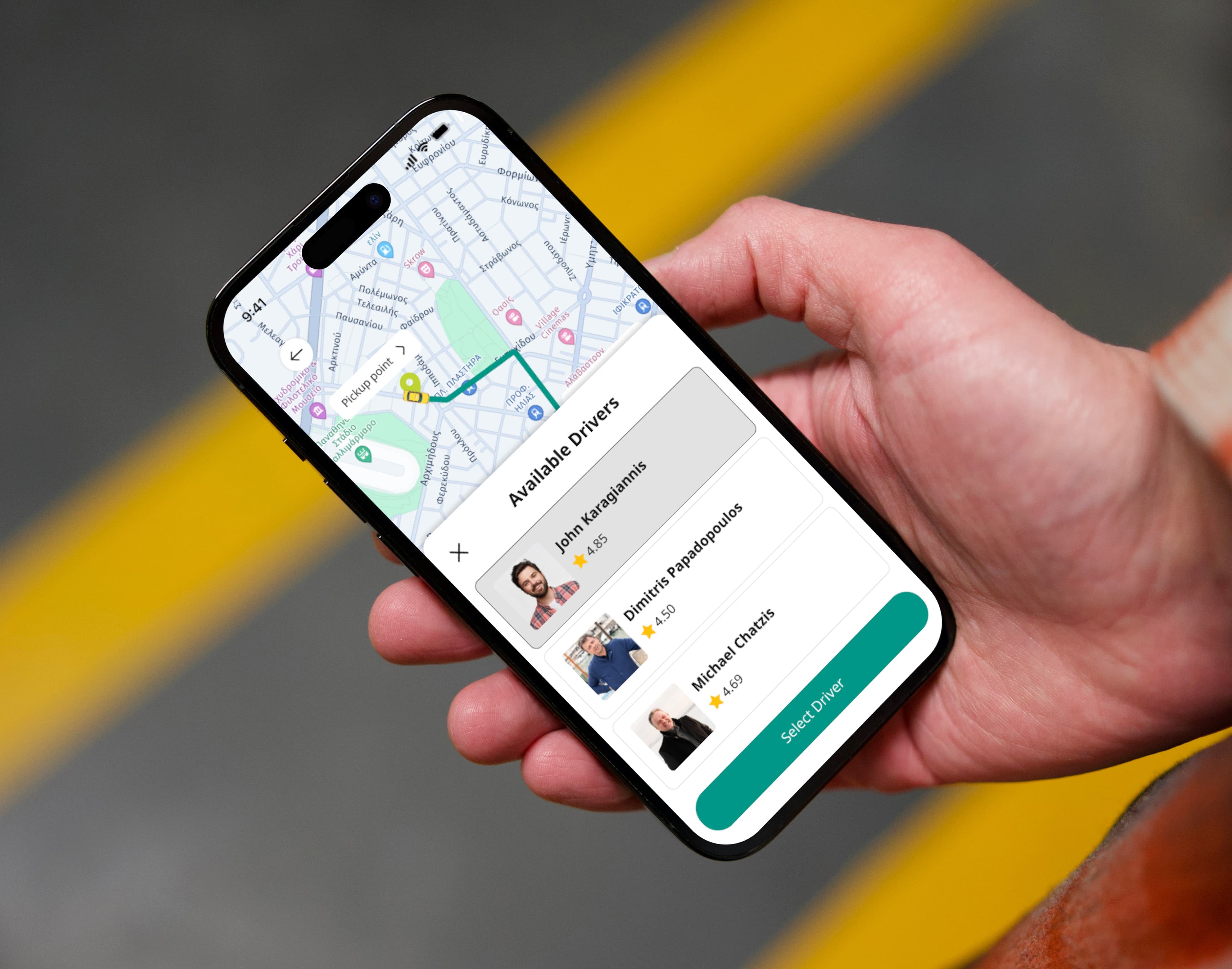 Η mobile εφαρμογή επιβάτη της Taxiplon σε χρήση
