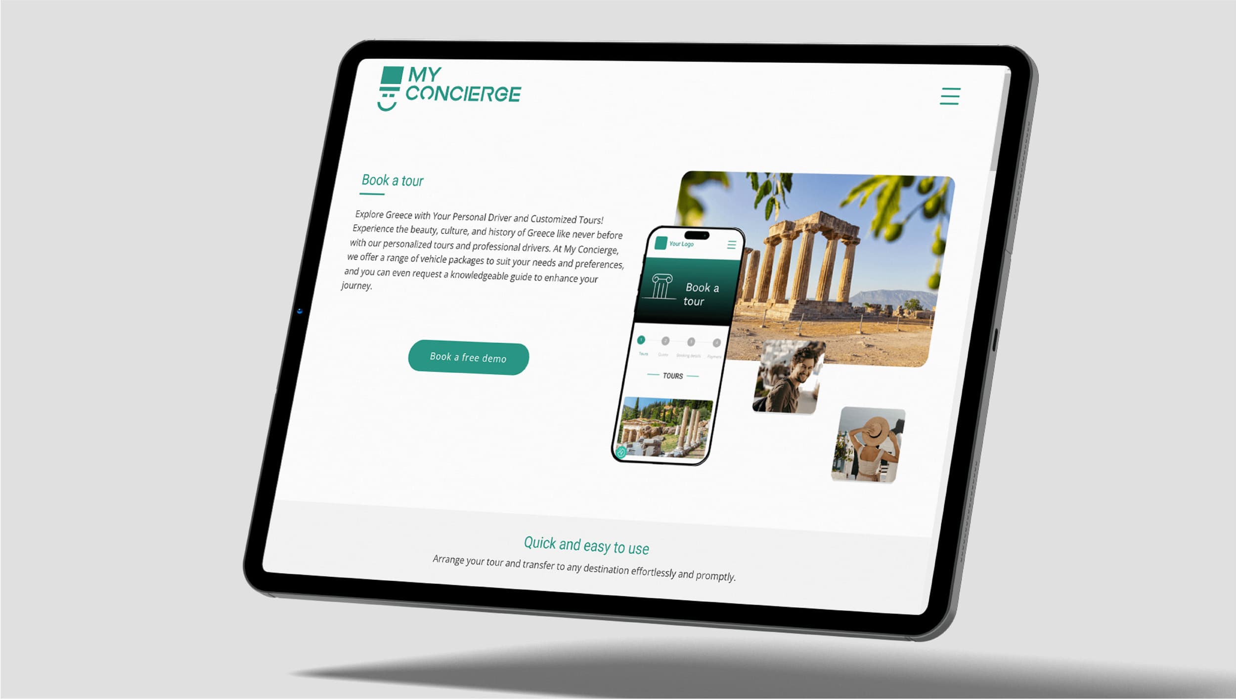 Η ιστοσελίδα του MyConcierge σε φορητή συσκευή