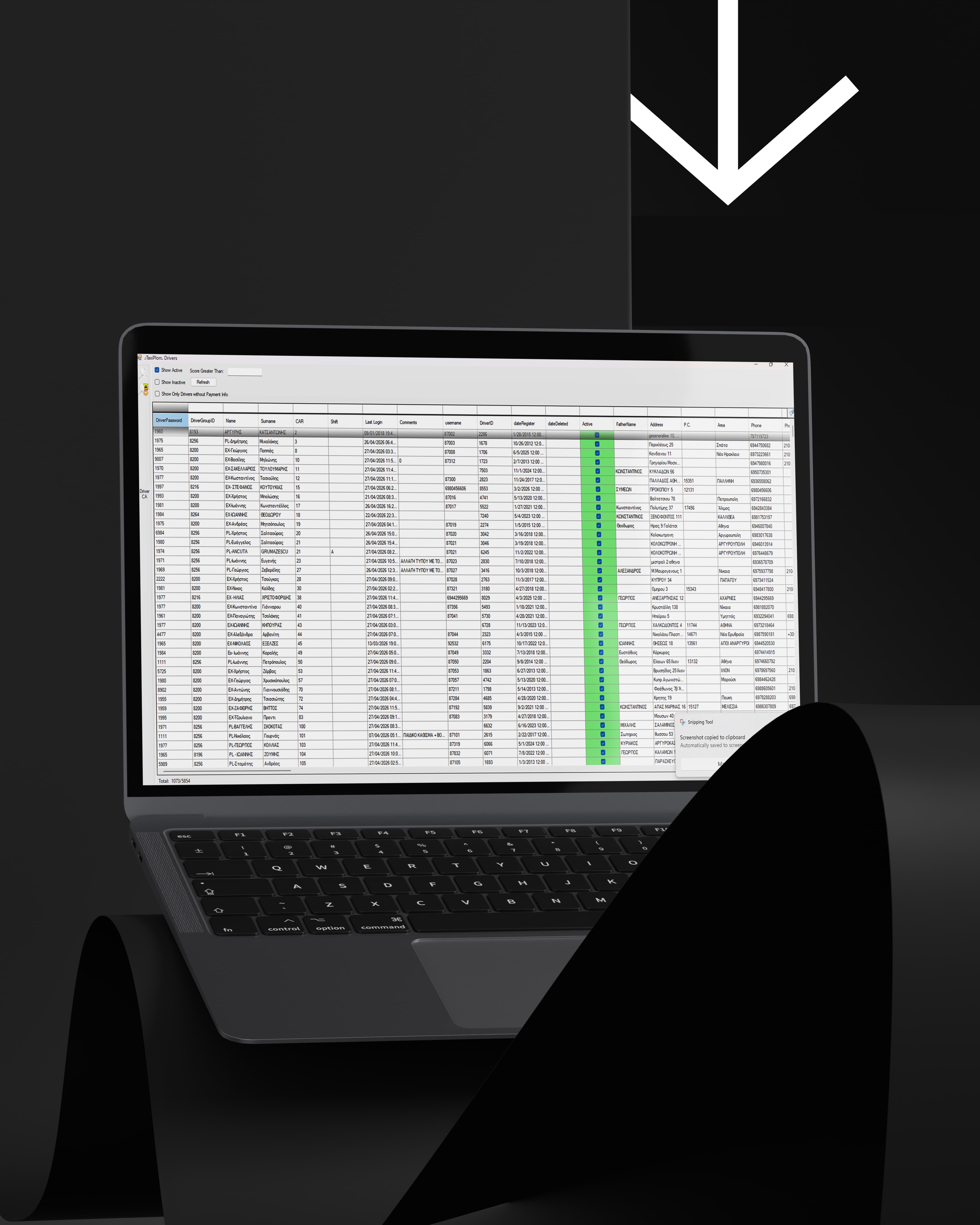 Dispatcher booking table